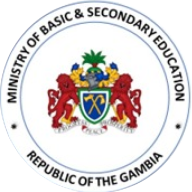 Official seal of the Ministry of Basic and Secondary Education, Republic of The Gambia, showing the national coat of arms
